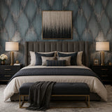 35888 Crystal diamonds strass embossed streaks dark green teal gold textured wallpaper