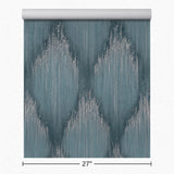 35888 Crystal diamonds strass embossed streaks dark green teal gold textured wallpaper