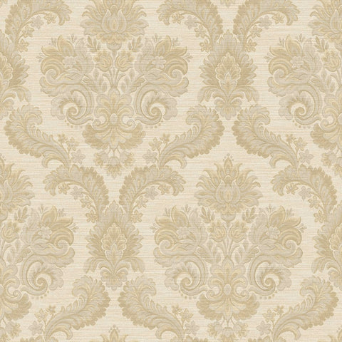 35942 Floral Damask Beige Gold Wallpaper