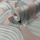 36430 Whisper Graphically Geometric Brown Green Wallpaper