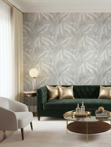 36463 Whisper Nature Floral Grey Wallpaper