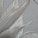 36464 Tropical botanic plant leaves gray beige cream faux fabric textured wallpaper 3D
