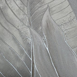 36464 Tropical botanic plant leaves gray beige cream faux fabric textured wallpaper 3D
