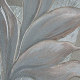 36465 Tropical botanic plant leaves gray tan taupe faux fabric textured wallpaper roll