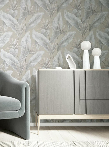 36465 Whisper Nature Floral Beige Grey Wallpaper