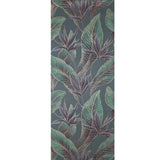 36466 Tropical botanic plants leaves dark green purple faux fabric textured wallpaper