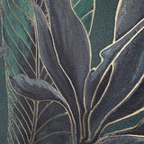 36466 Tropical botanic plants leaves dark green purple faux fabric textured wallpaper