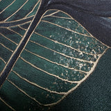 36466 Tropical botanic plants leaves dark green purple faux fabric textured wallpaper