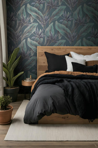 36466 Whisper Nature Floral Blue Green Wallpaper 