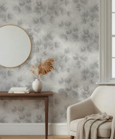 36497 Whisper Nature Floral Grey Wallpaper