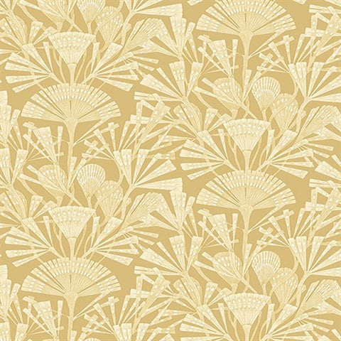 366012 Zorah Mustard Botanical Wallpaper