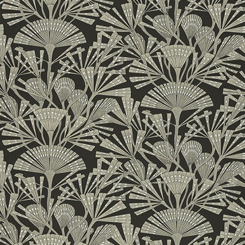 366014 Zorah Black Botanical Wallpaper