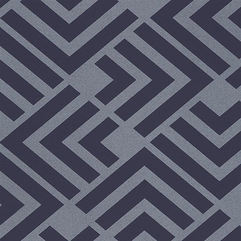 366043 Zig Navy Geometric Wallpaper