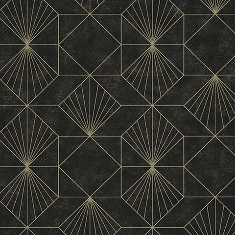 366073 Halcyon Black Geometric Wallpaper