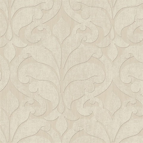 376000 Vallon Beige Damask Wallpaper