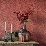 376002 Vallon Maroon Damask Wallpaper