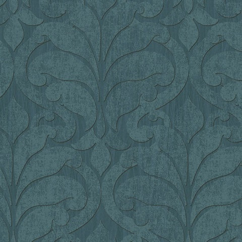 376003 Vallon Teal Damask Wallpaper