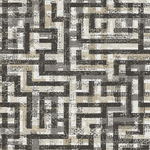 376011 Tebessa Black Geometric Wallpaper