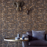 376013 Tebessa Dark Brown Geometric Wallpaper