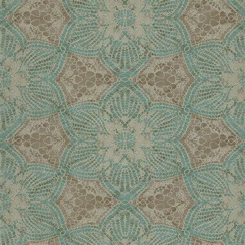 376052 Seychelles Teal Medallion Wallpaper