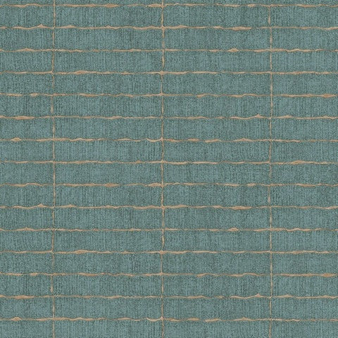 376071 Batna Teal Brick Wallpaper