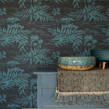 379034 Hedda Turquoise Botanical Wallpaper