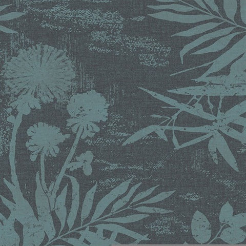 379034 Hedda Turquoise Botanical Wallpaper