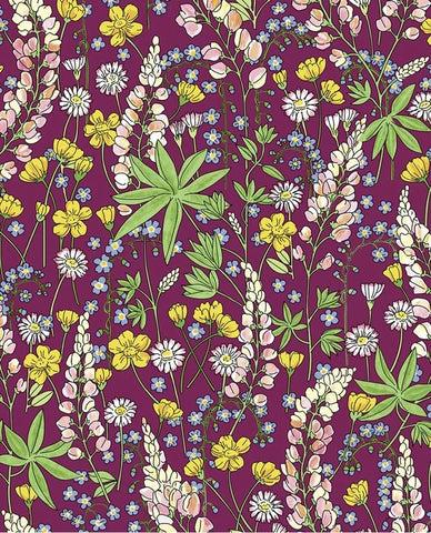 383503 Red Non Woven Colorful Floral Wallpaper