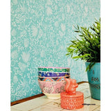 383542 Rice 2 Turquoise Floral Non-Woven Wallpaper 