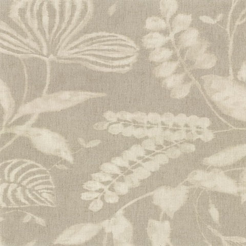 391500 Arvada Light Grey Botanical Leaf Wallpaper