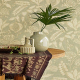 391501 Arvada Sage Botanical Leaf Wallpaper