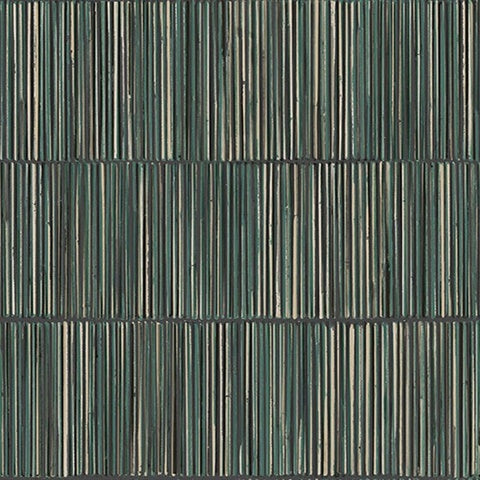 391511 Aspen Dark Green Natural Stripe Wallpaper