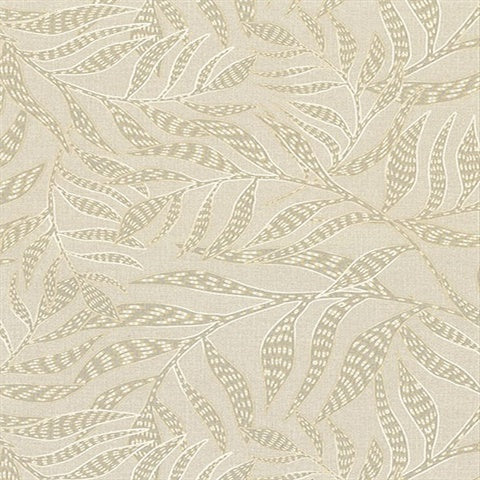 391552 Montrose Beige Leaves Wallpaper