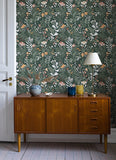 4143-22009 Brittsommar Evergreen Woodland Floral Wallpaper