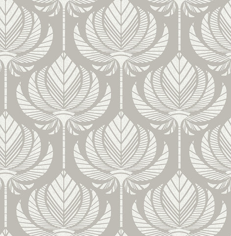 4014-26425 Palmier Grey Lotus Fan Wallpaper