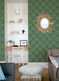 4014-26426 Palmier Green Lotus Fan Wallpaper