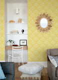 4014-26427 Palmier Yellow Lotus Fan Wallpaper