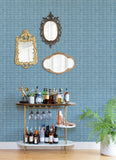 4014-26442 Zia Blue Basketweave Wallpaper