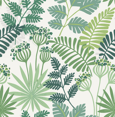 4014-26448 Praslin Green Botanical Wallpaper