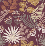 4014-26449 Praslin Merlot Botanical Wallpaper