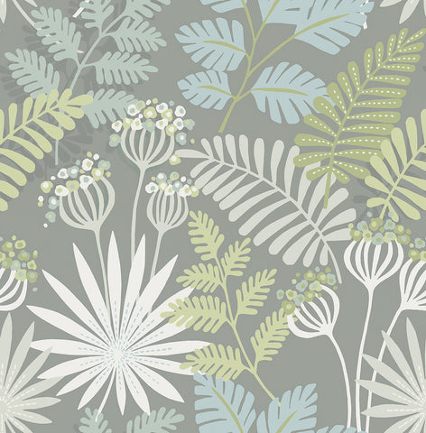 4014-26451 Praslin Grey Botanical Wallpaper
