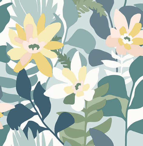 4014-26456 Koko Turquoise Floral Wallpaper