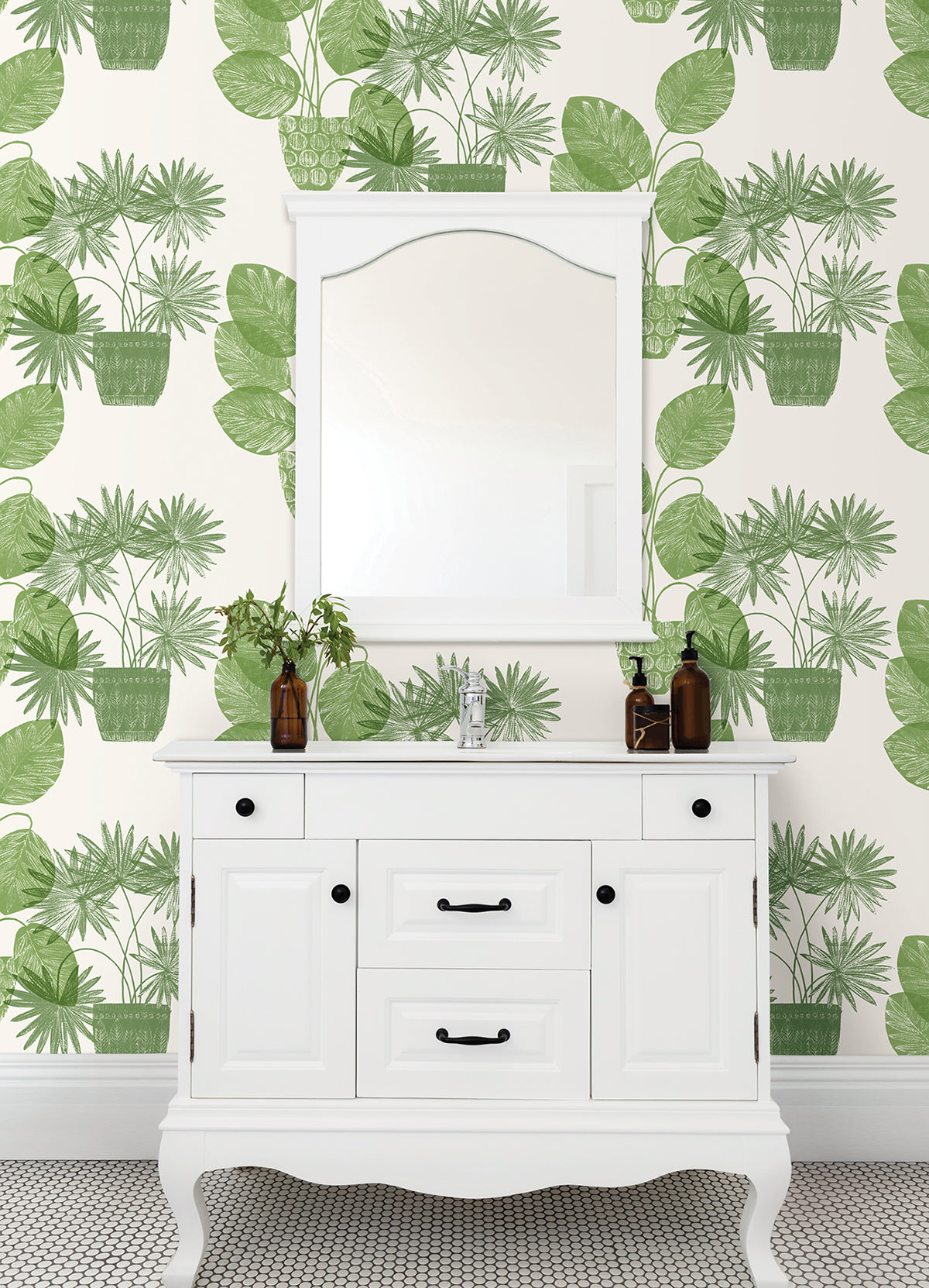 plant wallpaper A-Street Prints Aida Green Potted Plant Wallpaper, 4014-87558
