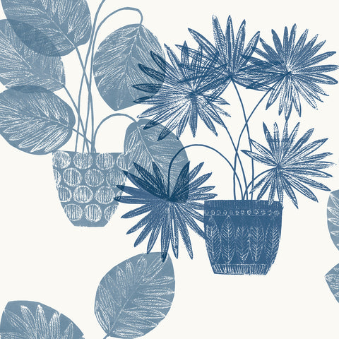 4014-87559 Aida Blue Potted Plant Wallpaper