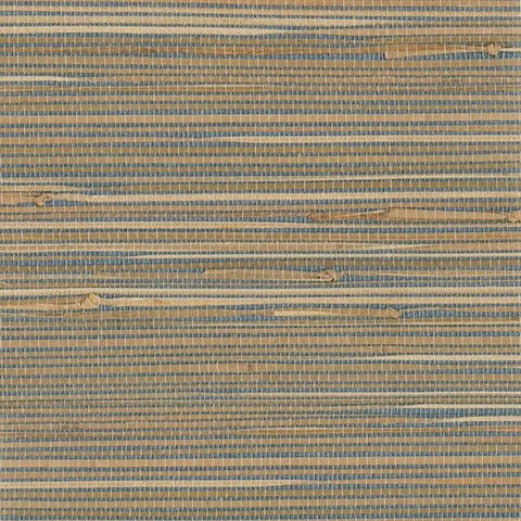 4018-0002 Grasscloth Jissai Mariner Blue Natural Grass Weave Wallpaper