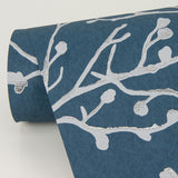4019-86455 Koura Sapphire Budding Branches Wallpaper