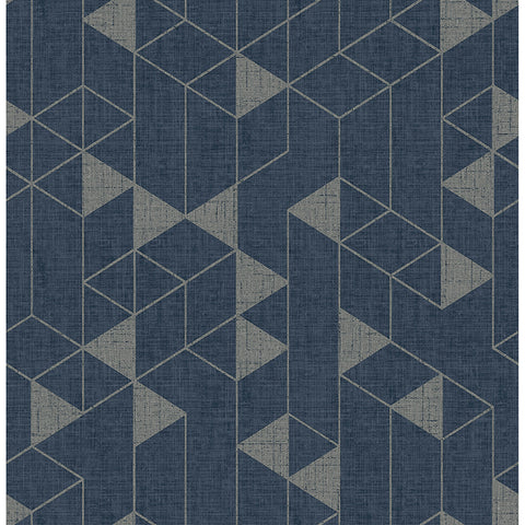 4034-26775 Fairbank Navy Linen Geometric Wallpaper