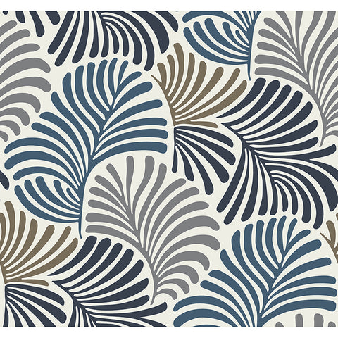 4034-72124 Trousdale Dark Blue Fanning Flora Wallpaper
