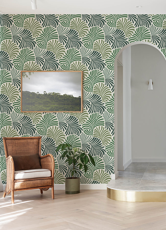 4034-72127 Trousdale Green Fanning Flora Wallpaper – wallcoveringsmart