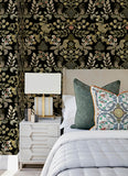 4034-72131 Getty Black Jungle Damask Wallpaper